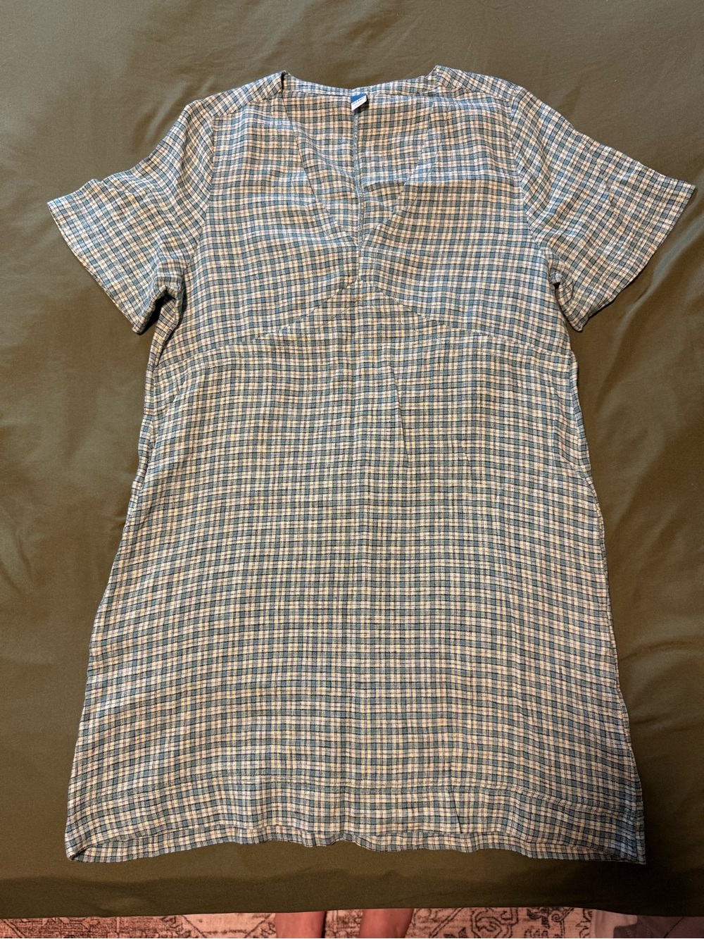 Old Navy green and white Plaid Shirt Dress